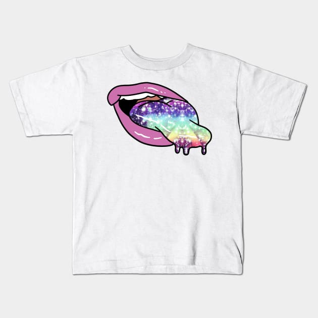 Slimy Space Tongue and Lips Kids T-Shirt by saradaboru